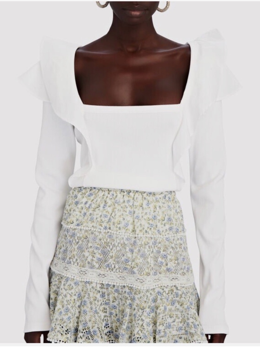 Veronica Beard White Long Sleeve Gidea Ruffled Poplin Shirt NWT - Picture 6 of 8